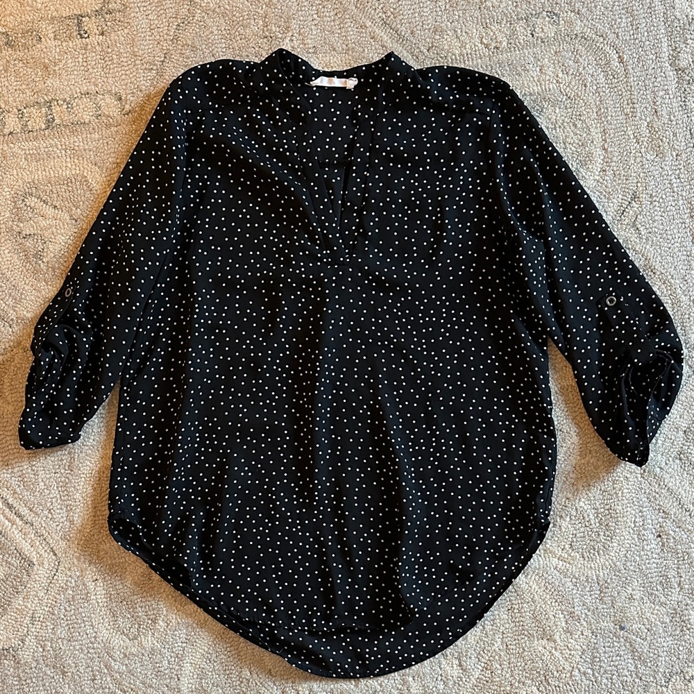 LUSH Black Polka Dot Women's Top